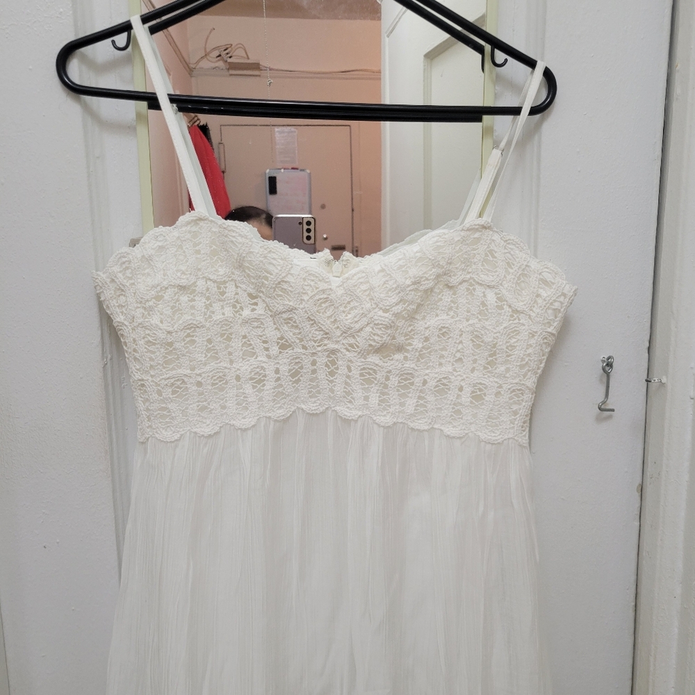 Mango‎ White Lace-Trim Maxi Dress NWT Boho Cottagacore Bridal Graduation - Picture 4 of 8